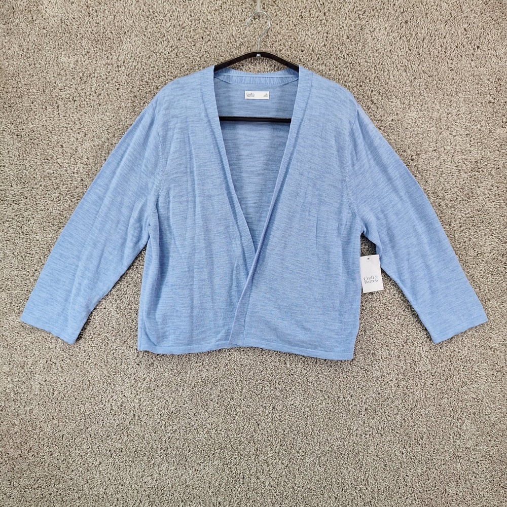 Croft & Barrow Cardigan Womens XL Blue Open Front Lightweight Casual Classic